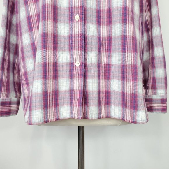 Madewell Plaid 100% Cotton Preppy Long Sleeve Button Up Top Shirt Size L - Picture 4 of 13